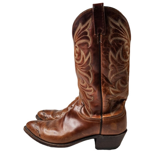 DAN POST MENS BROWN LEATHER WESTERN/COWBOY BOOTS SZ 9 D STYLE 233086/16625 - Picture 4 of 10